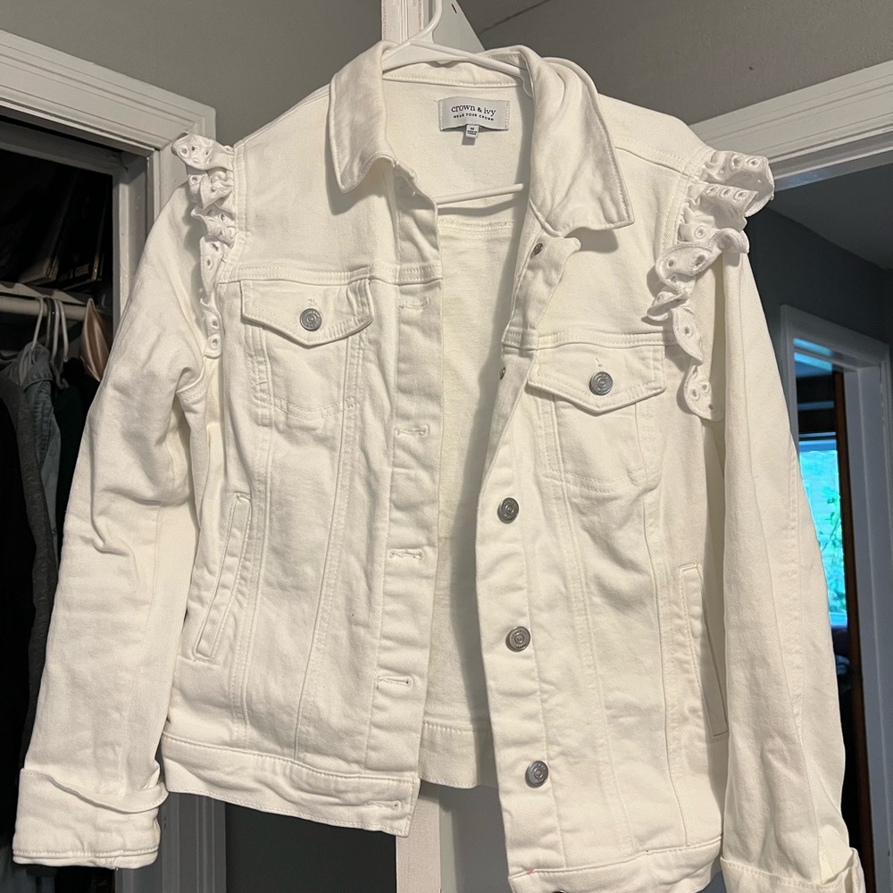Crown & Ivy Cream Denim Jacket